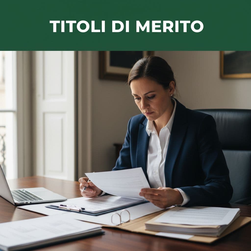 A focused individual examines stacked official paperwork on a polished wooden desk. A dark green header bar features bold white lettering, while soft natural light illuminates the workspace from above.