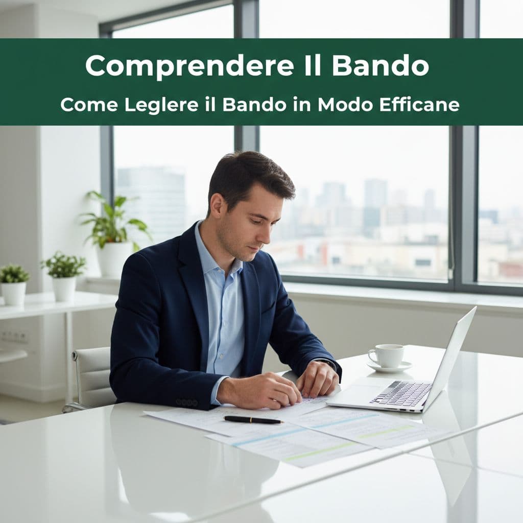 A person analyzes a document and laptop in a bright, organized office environment.