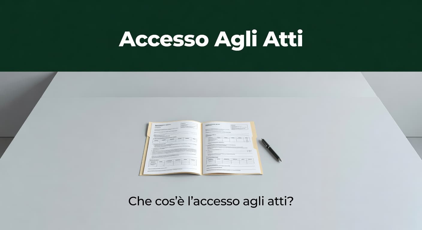 A minimalist office desk features an open manila file folder placed precisely next to a sleek black pen. A bold dark green horizontal bar runs across the top with elegant white typography.