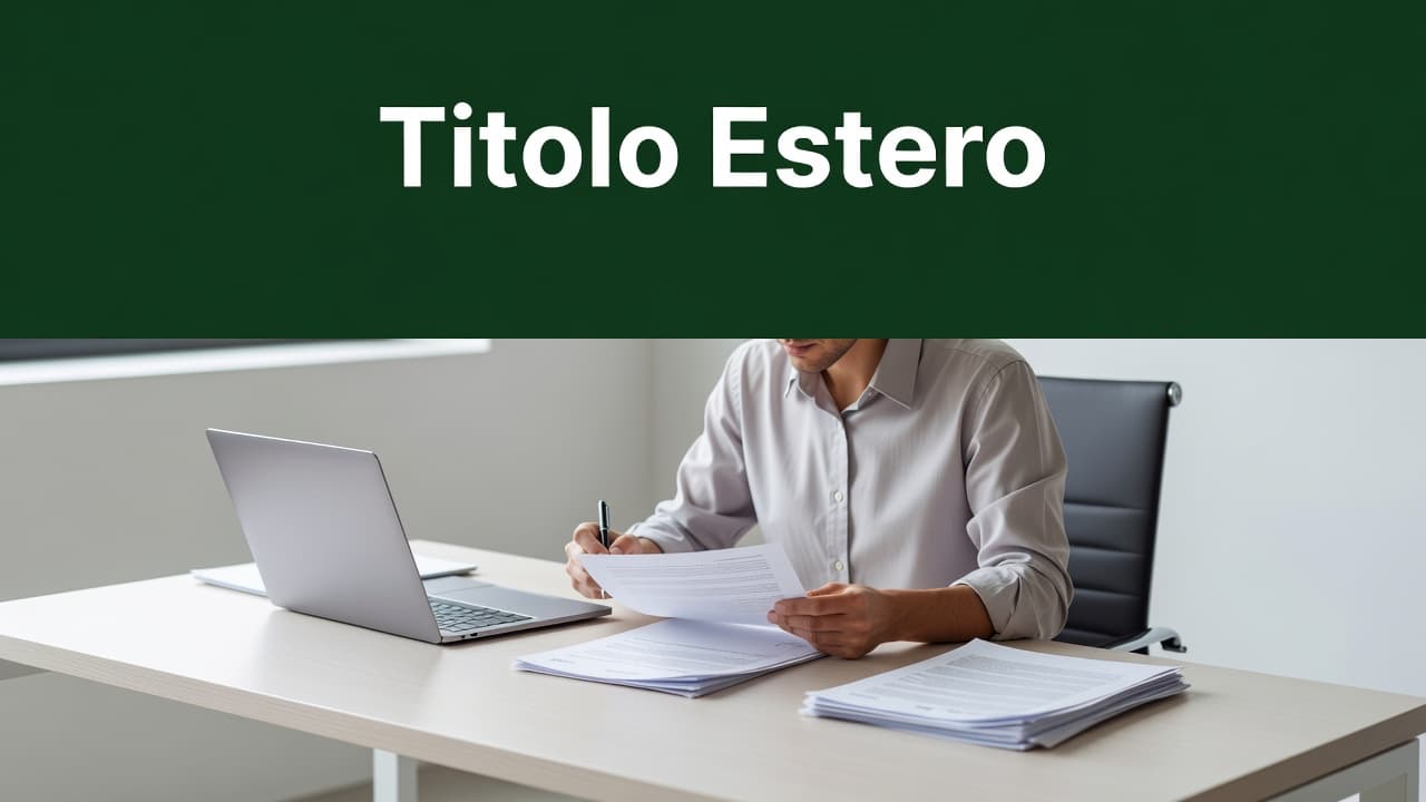 A person sits at a minimalist white desk reviewing official paper documents under soft natural light. A bold dark green horizontal banner sits at the top featuring a clear sans-serif header.